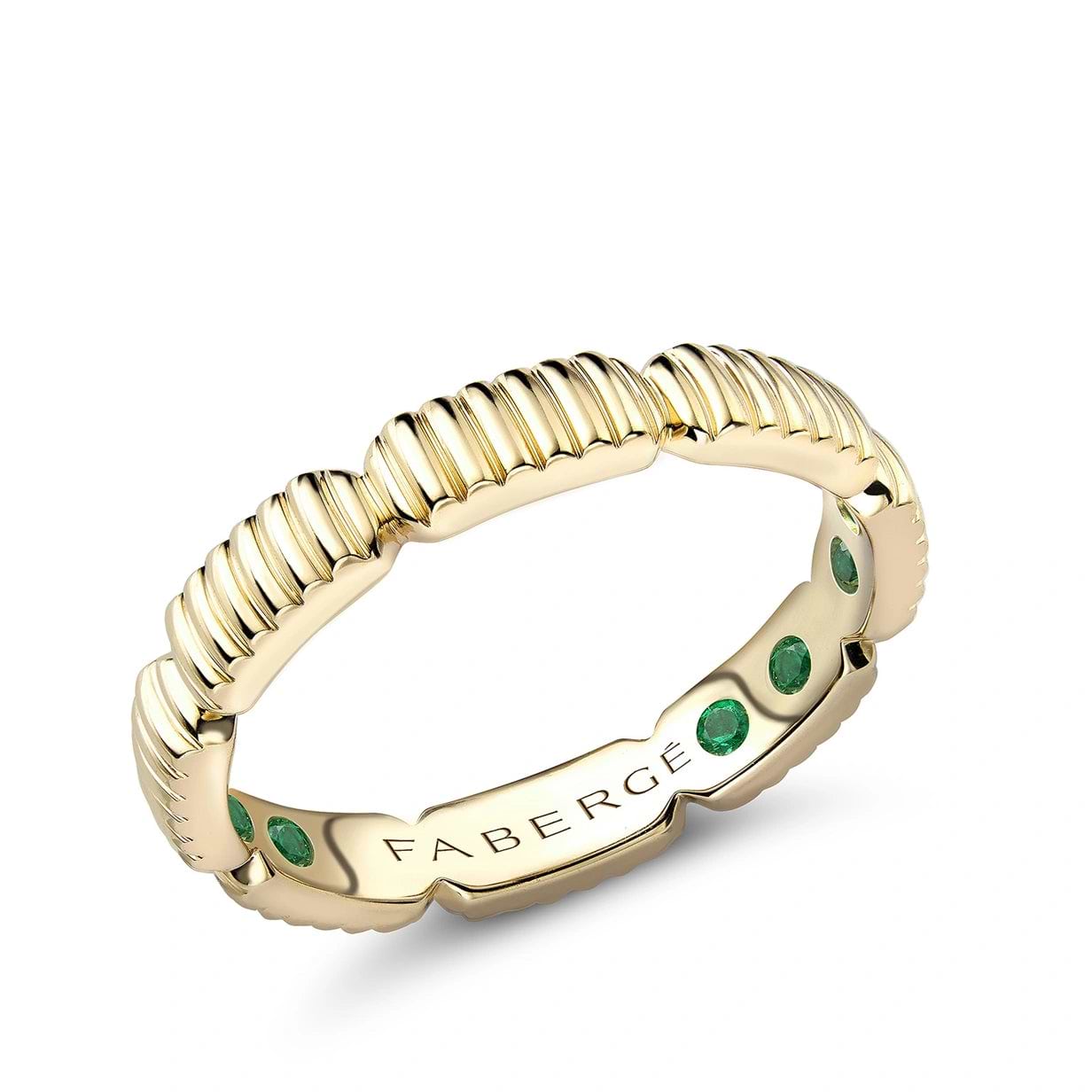 Fluted Ring with Hidden Emeralds