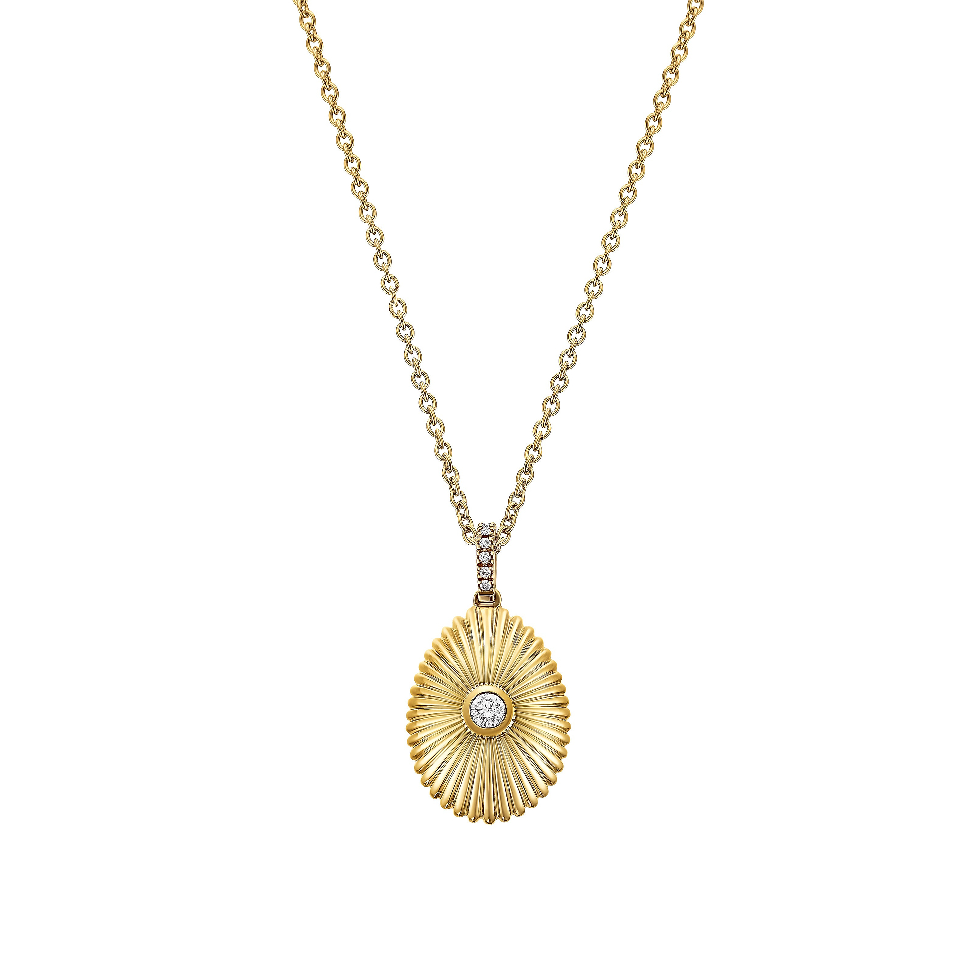 Colours Of Love Yellow Gold Mini Fluted Diamond Egg Pendant