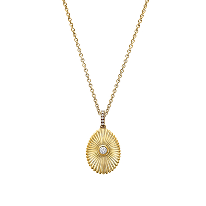 Colours Of Love Yellow Gold Mini Fluted Diamond Egg Pendant