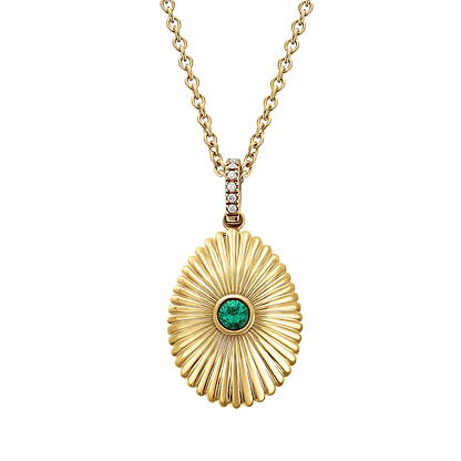 Colours Of Love Yellow Gold Mini Fluted Emerald Egg Pendant