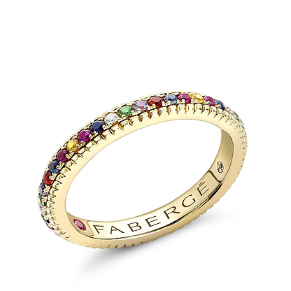Yellow Gold Multicoloured Gemstone Fluted Eternity Ring | Fabergé