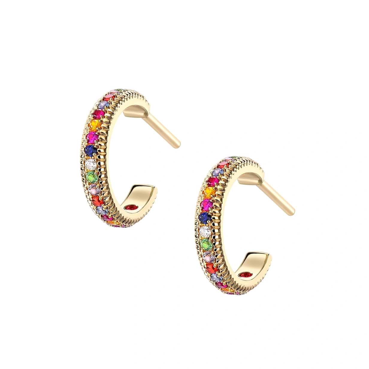 Hoop Earrings with Mixed Gemstones