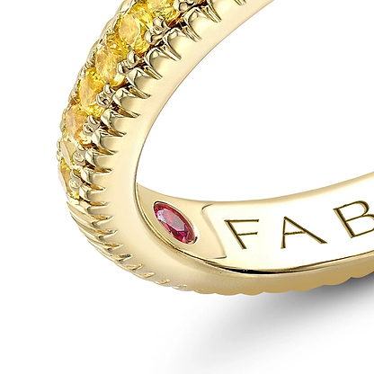 Yellow Gold Yellow Sapphire Fluted Ring with Yellow Sapphire Shoulders | Fabergé