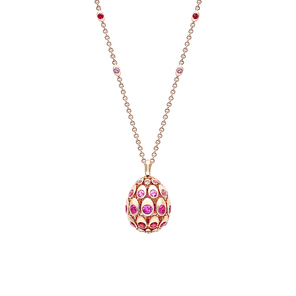 Cosmic Curve Ruby and Pink Sapphire Egg Pendant