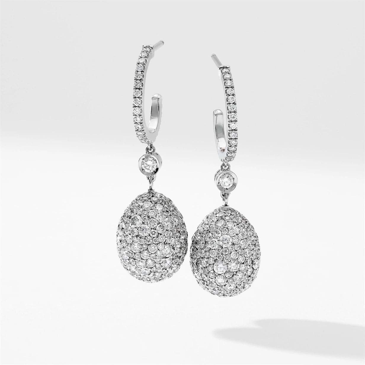 White Gold Diamond Egg Drop Earrings | Fabergé 2