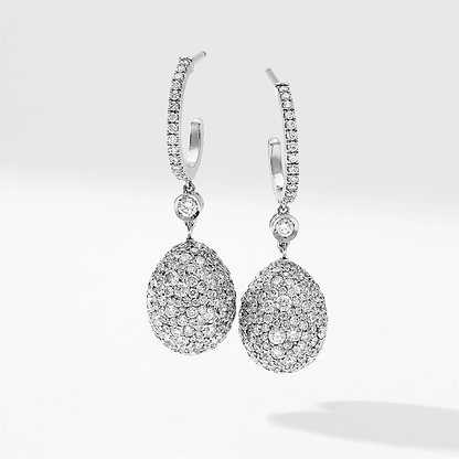 White Gold Diamond Egg Drop Earrings | Fabergé