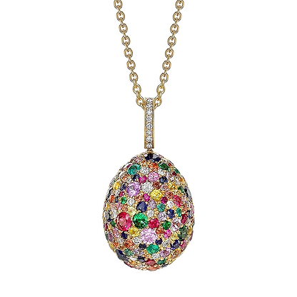 Yellow Gold Multicoloured Gemstone Egg Pendant | Fabergé