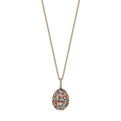 Yellow Gold Multicoloured Gemstone Egg Pendant | Fabergé