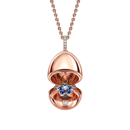 Rose Gold Blue Sapphire Forget Me Not Surprise Locket | Fabergé