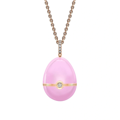 Rose Gold, Diamond & Pink Sapphire Heart Surprise Locket with Pink Lacquer | Fabergé