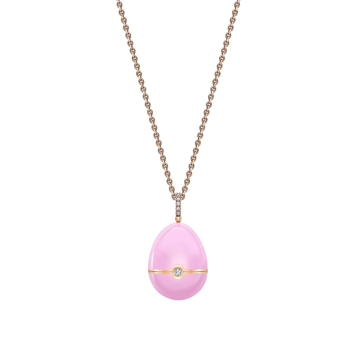 Rose Gold, Diamond & Pink Sapphire Heart Surprise Locket with Pink Lacquer | Fabergé