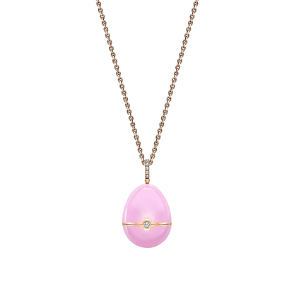 Rose Gold, Diamond & Pink Sapphire Heart Surprise Locket with Pink Lacquer | Fabergé
