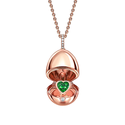 Rose Gold Emerald Heart Surprise Locket | Fabergé