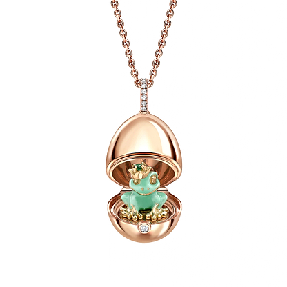 Rose Gold & Green Lacquer Frog Surprise Locket | Fabergé
