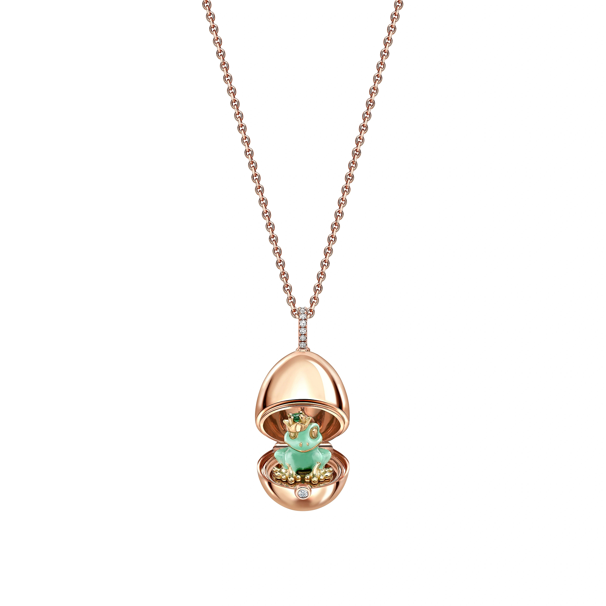 Rose Gold & Green Lacquer Frog Surprise Locket | Fabergé