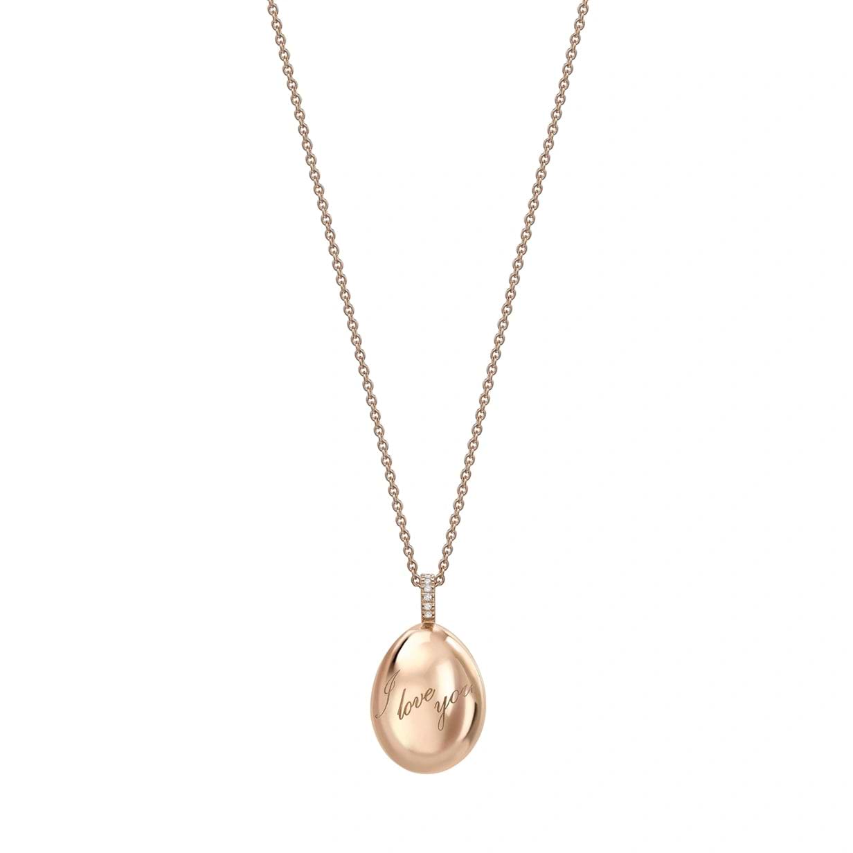 Rose Gold I Love You Egg Pendant | Fabergé