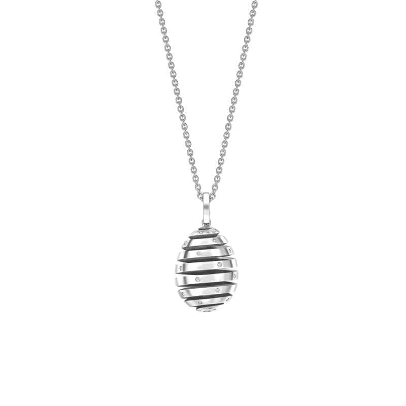 Fabergé Essence White Gold Diamond Set Spiral Egg Pendant 2