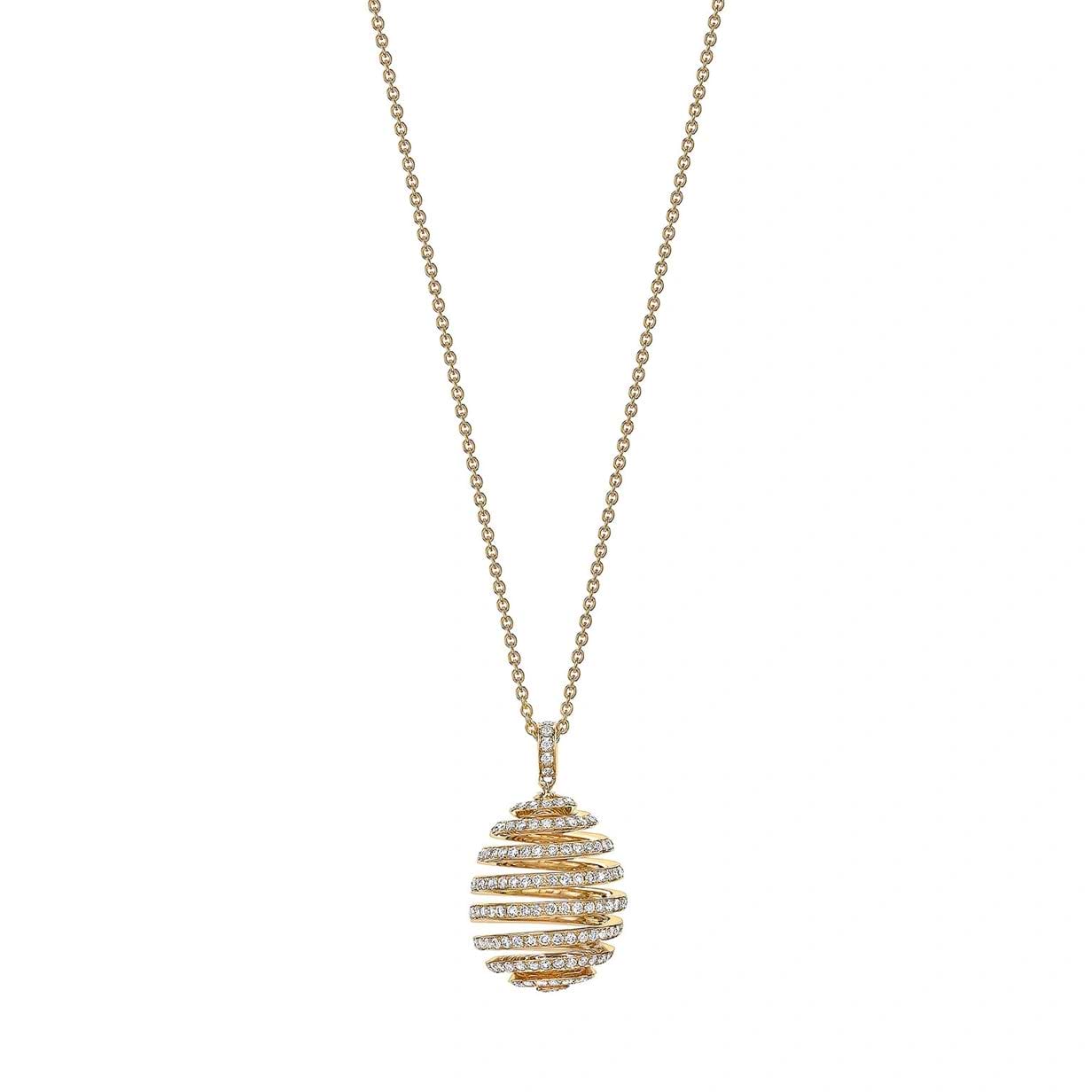 Yellow Gold Diamond Pavé Spiral Egg Pendant | Fabergé 2