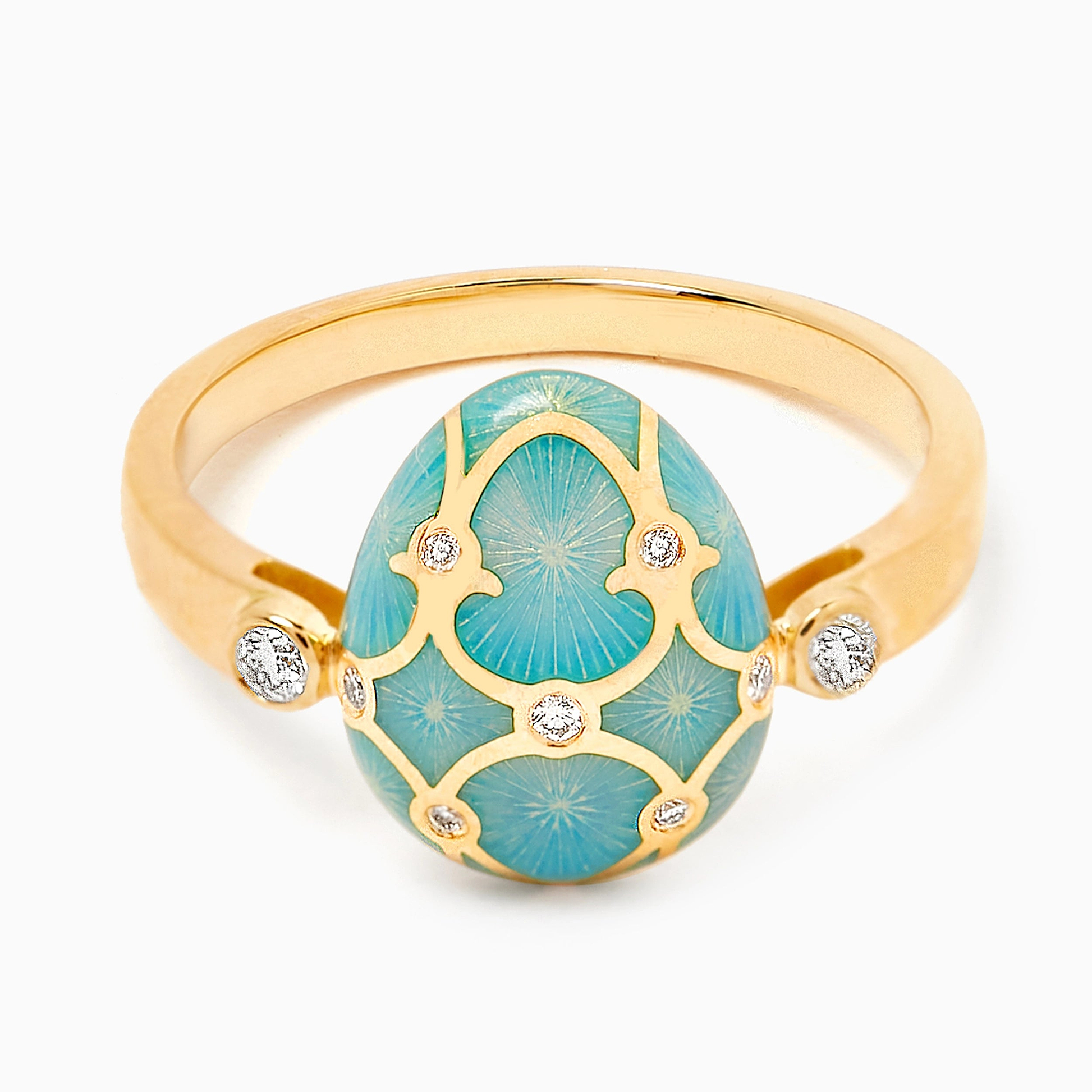 Fabergé Guilloché Enamel Egg Ring in Yellow Gold