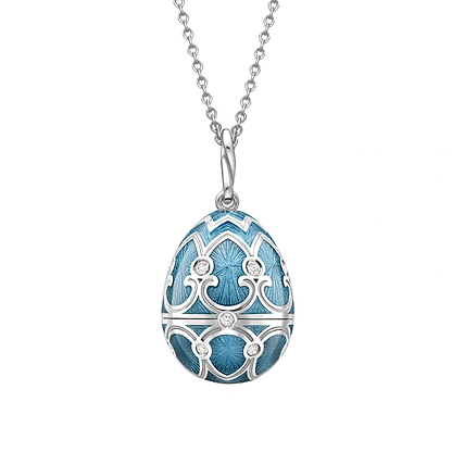 Fabergé Heritage Teal Guilloché Enamel Snowflake Surprise Locket