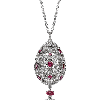 Impératrice White Gold & Ruby Tassel Pendant I Fabergé