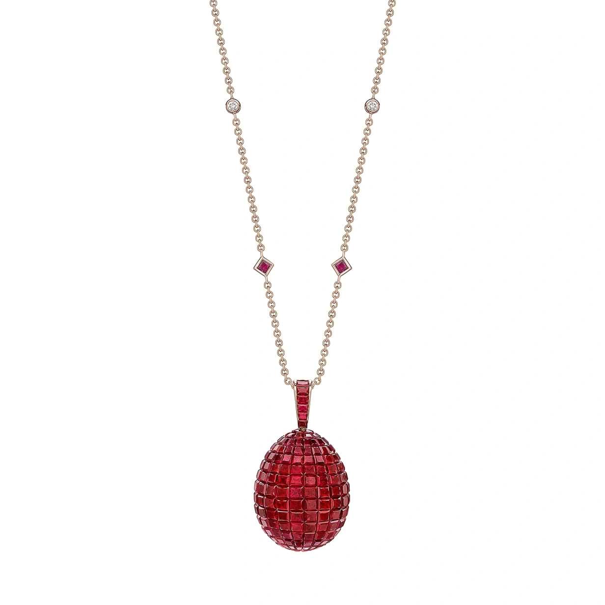 Rose Gold Mosaic Ruby Egg Pendant | Fabergé 2