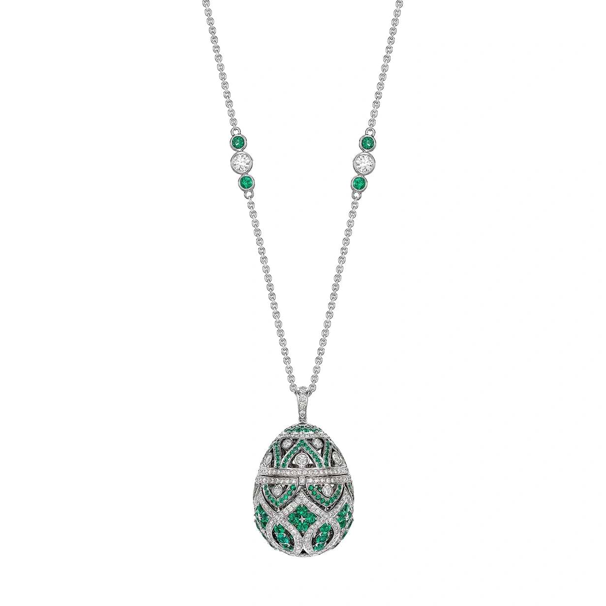 Zenya White Gold & Emerald Egg Pendant I Fabergé 2
