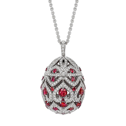 Zenya White Gold & Ruby Egg Pendant I Fabergé