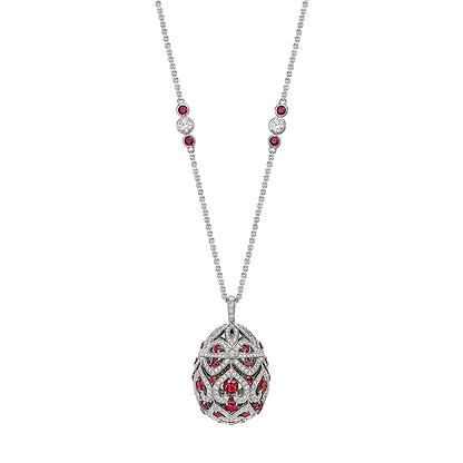 Zenya White Gold & Ruby Egg Pendant I Fabergé