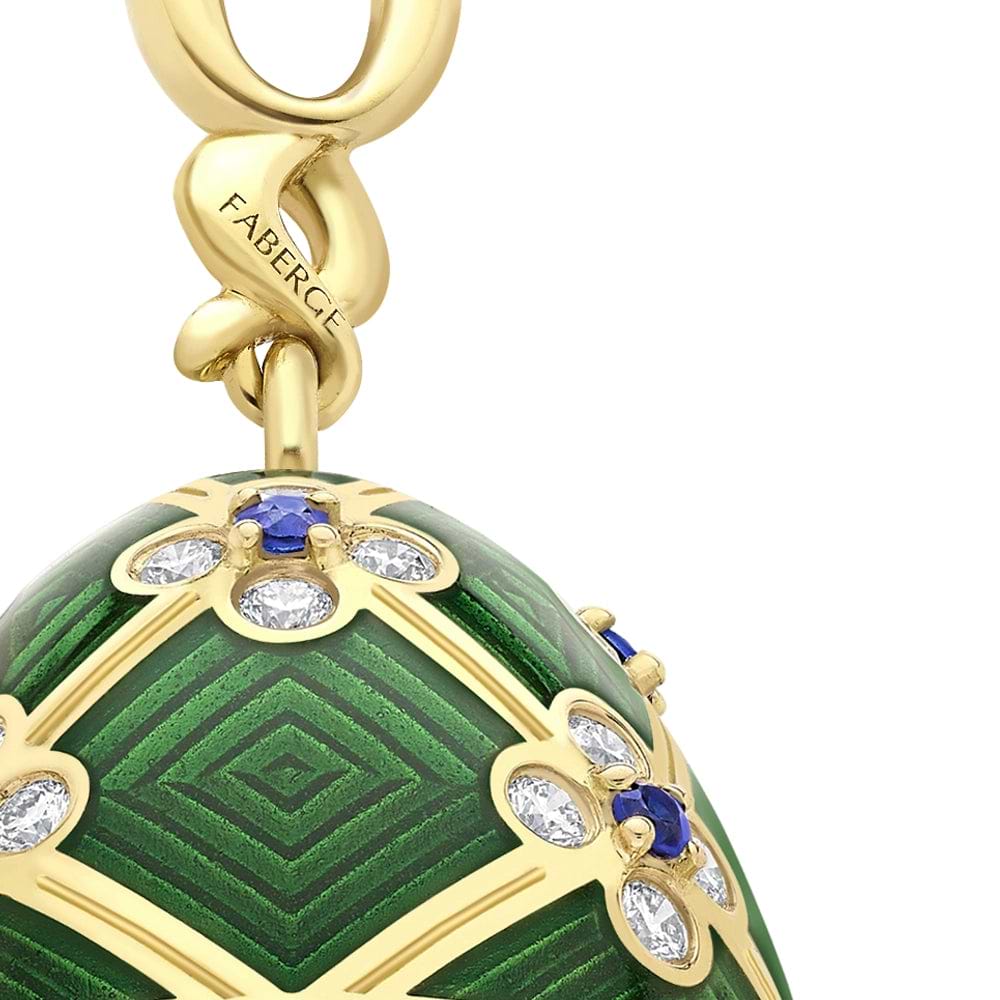 Limited Edition Yellow Gold & Green Guilloché Enamel Octopussy Egg Surprise Locket | Fabergé