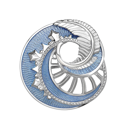 Mystére Sterling Silver Blue Laquer Pendant Brooch | Fabergé