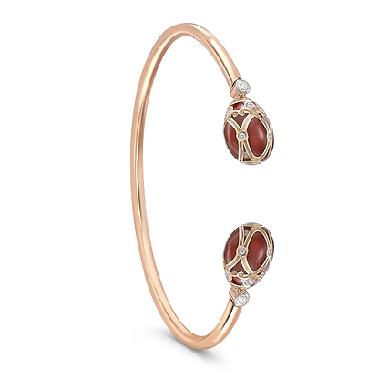 Rose Gold, Diamond & Red Enamel Open Bracelet | Fabergé