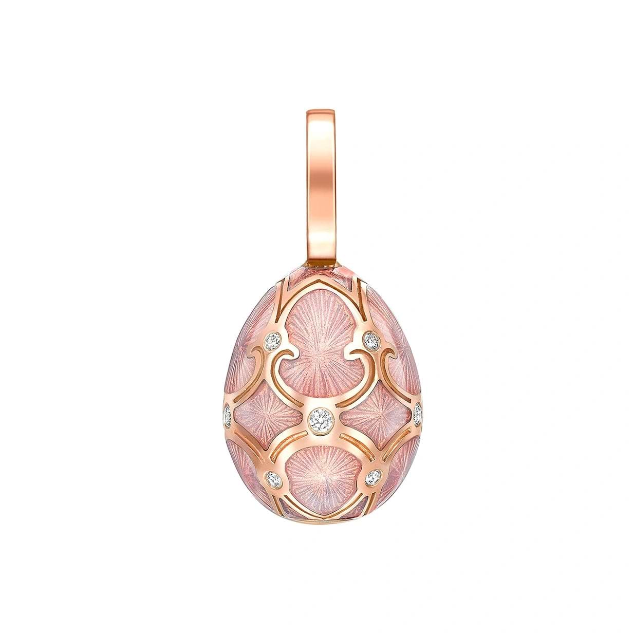 Rose Gold Diamond & Pink Guilloché Enamel Egg Charm | Fabergé 2