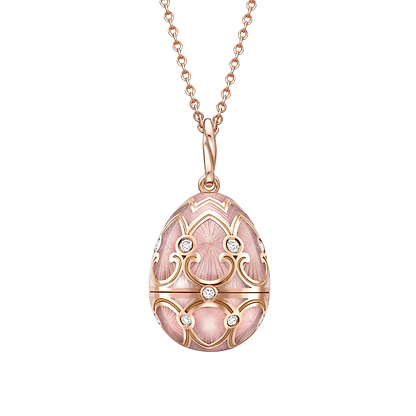 Rose Gold Diamond & Pink Guilloché Enamel Heart Surprise Locket | Fabergé