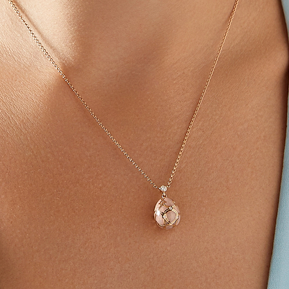 Rose Gold Diamond & Pink Guilloché Enamel Petite Egg Pendant | Fabergé