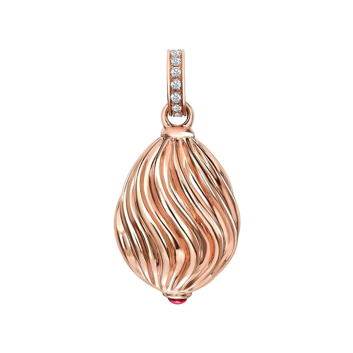 Rose Gold Diamond & Pink Sapphire Sunburst Egg Charm | Fabergé 2