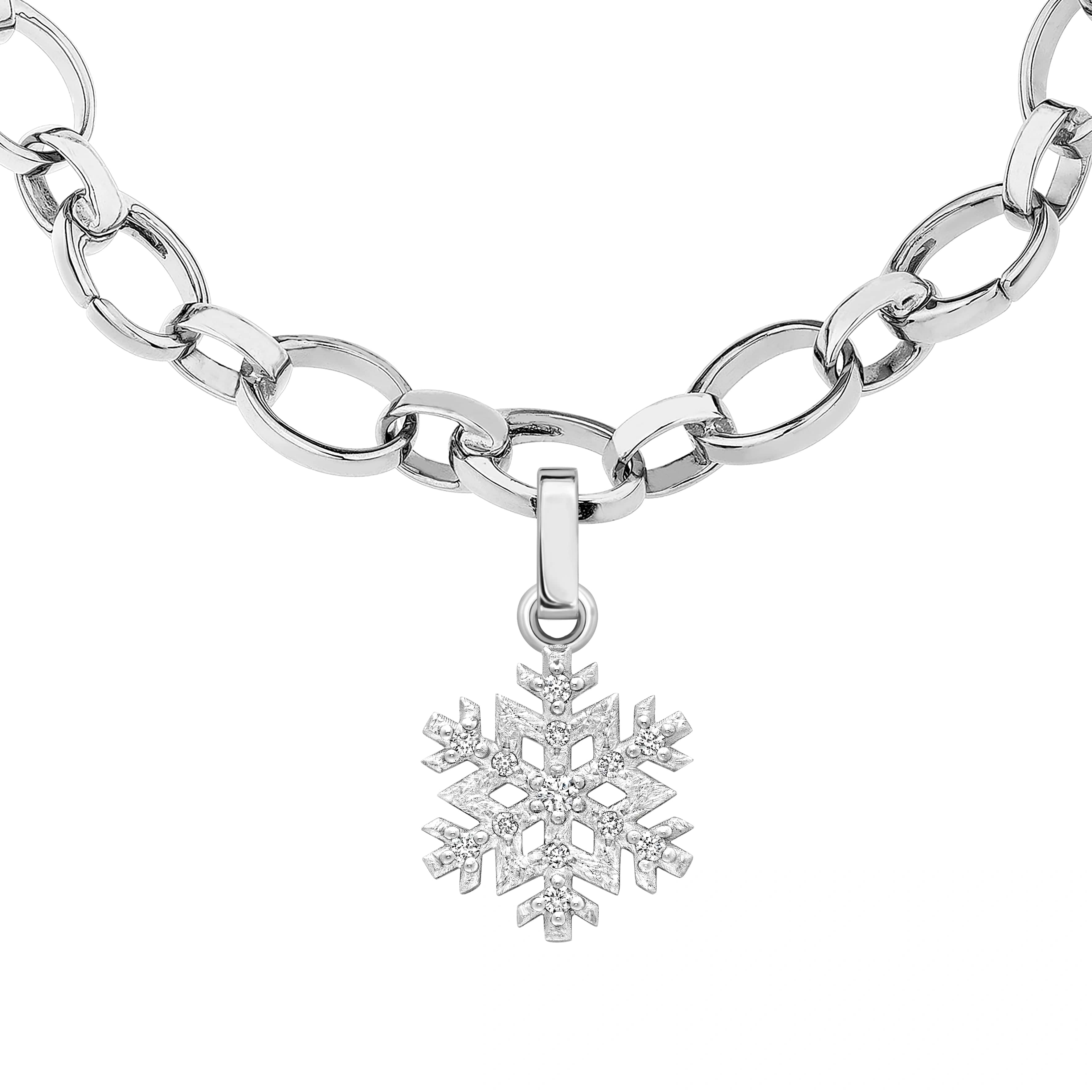 White Gold and Diamond Snowflake Charm | Fabergé