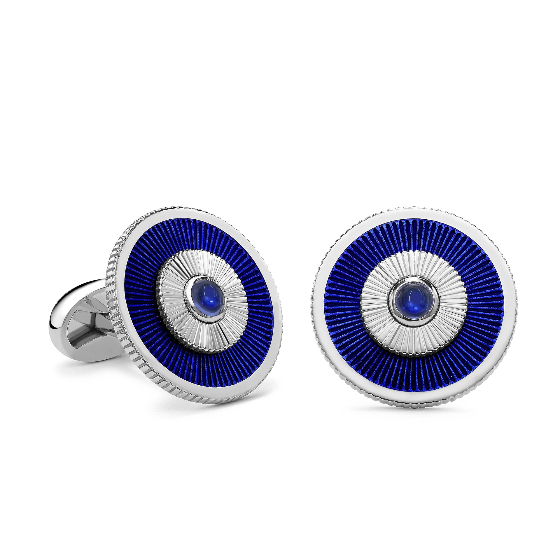 Fluted Enamel Round Cufflinks