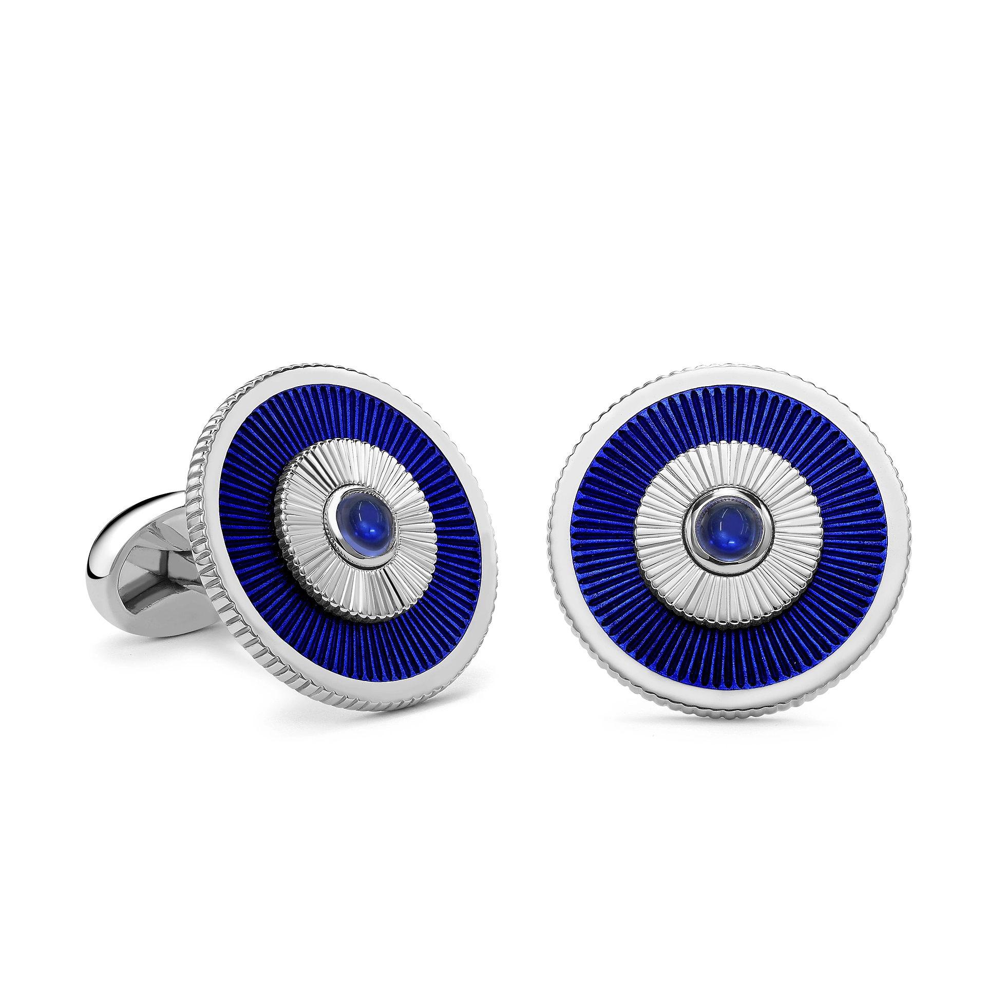 Fluted Enamel Round Cufflinks