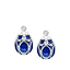 White Gold Diamond and Royal Blue Guilloché Enamel Earstuds | Fabergé