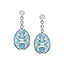 White Gold Diamond & Teal Guilloché Enamel Egg Drop Earrings | Fabergé