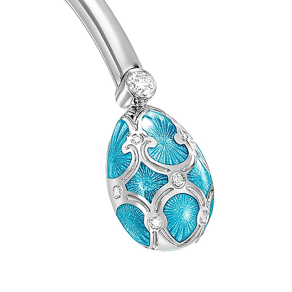 White Gold Diamond & Teal Guilloché Enamel Open Bracelet | Fabergé