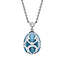 White Gold Diamond & Teal Guilloché Enamel Petite Egg Pendant | Fabergé