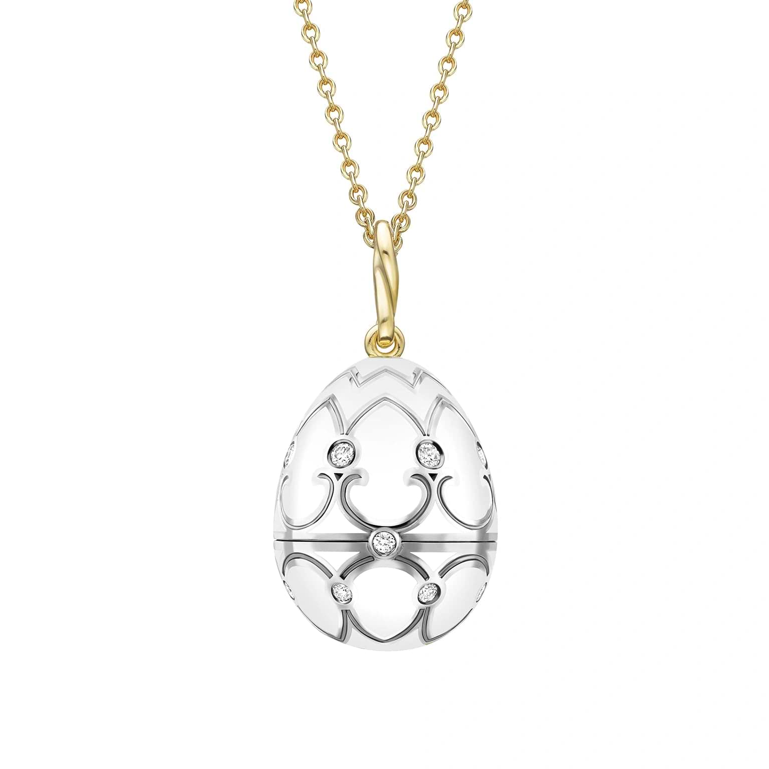 Yellow and White Gold Diamond and Black Enamel Seal Pup Surprise Locket | Fabergé 2