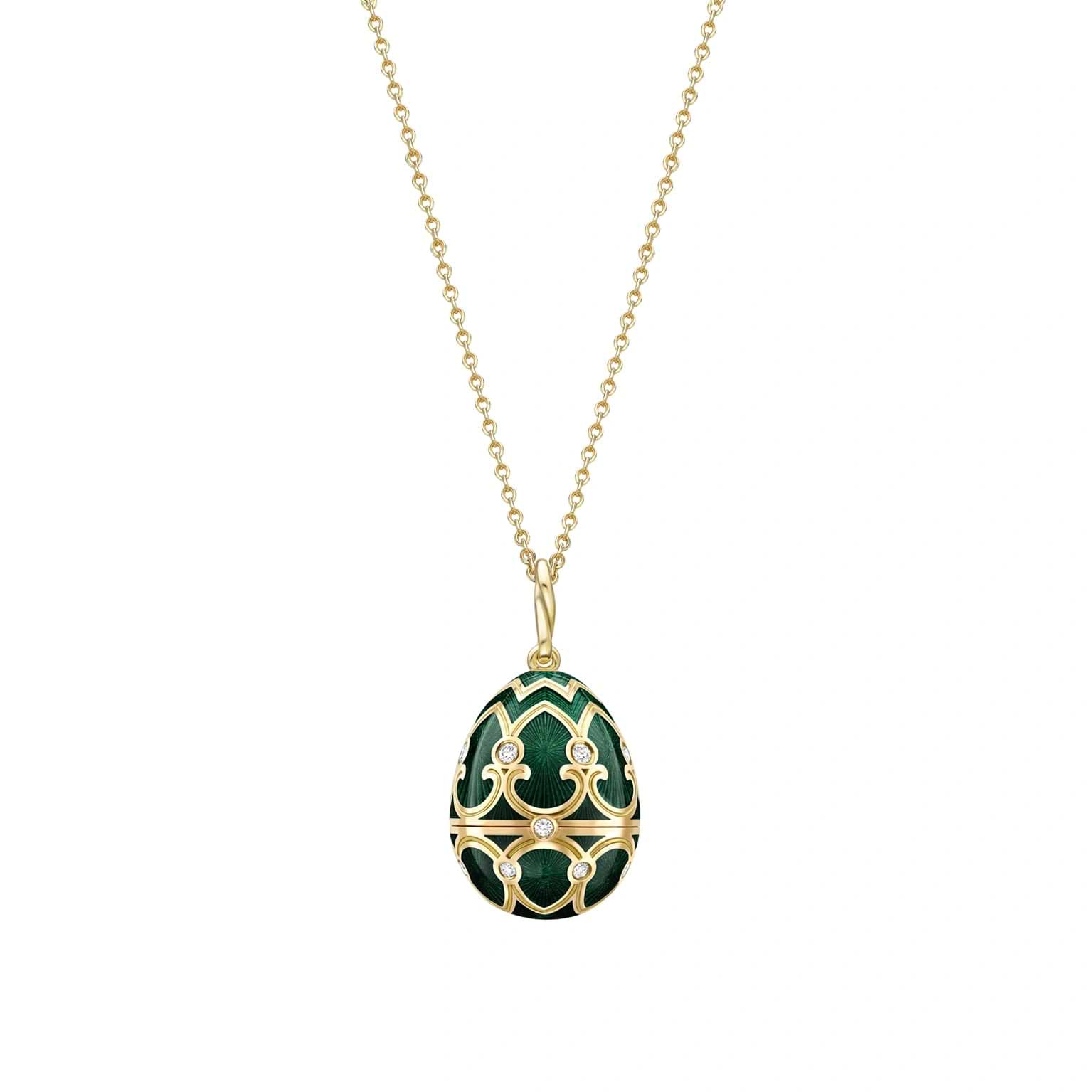 Heritage Yellow Gold Diamond & Green Guilloché Enamel Panda Surprise Locket