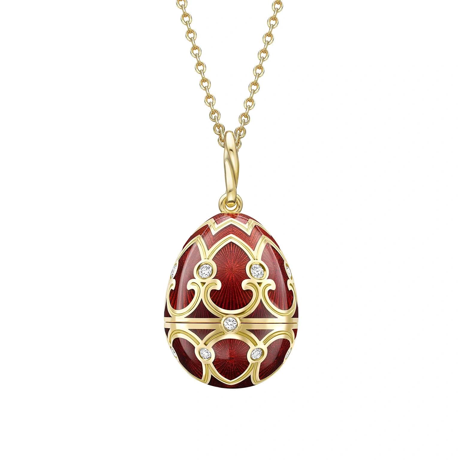 Heritage Yellow Gold Diamond & Red Guilloché Enamel Year Of The Pig Surprise Locket 2
