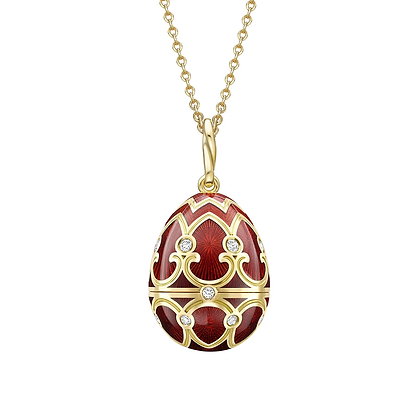 Heritage Yellow Gold Diamond & Red Guilloché Enamel Year Of The Pig Surprise Locket