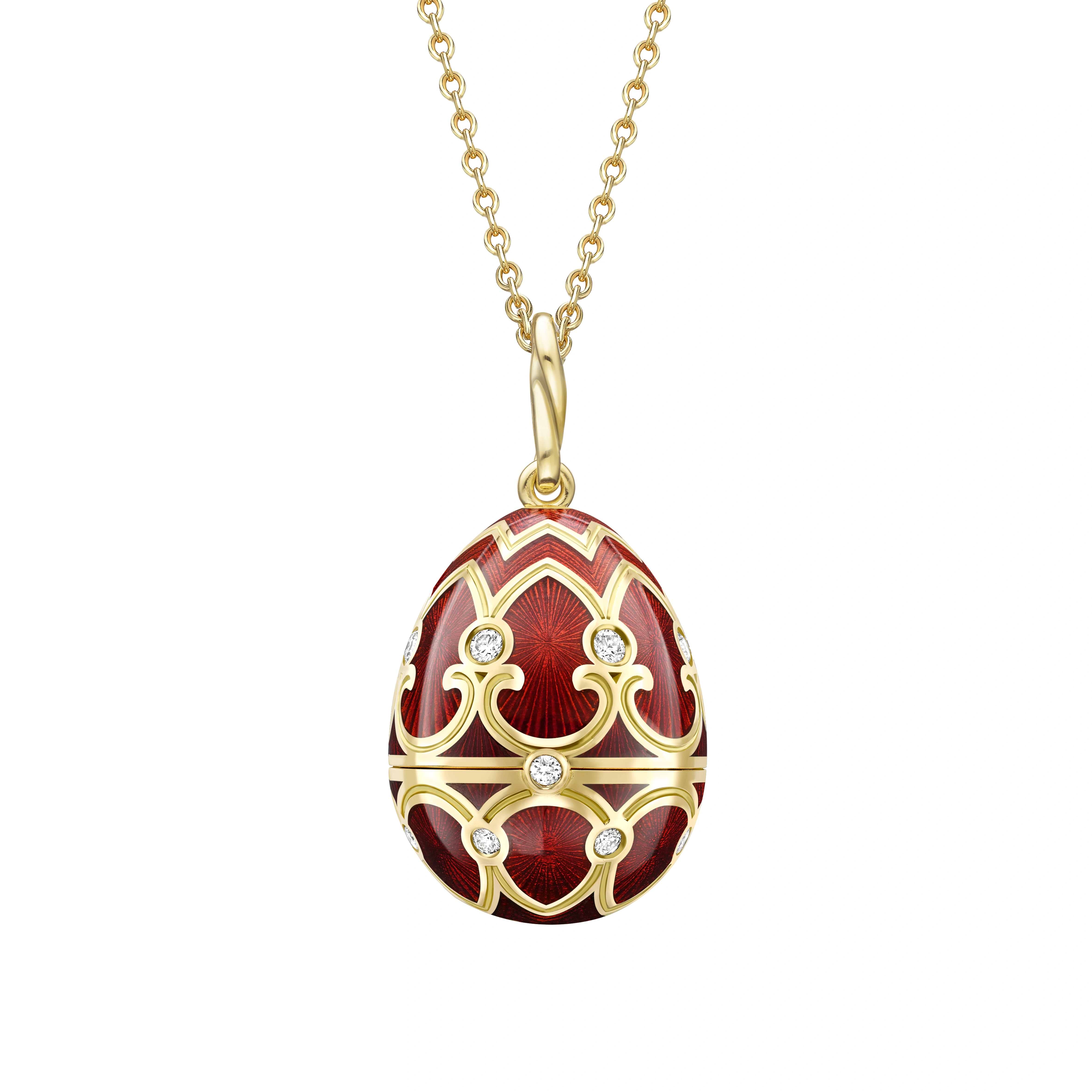 Yellow Gold Diamond & Red Guilloché Enamel Year Of The Rat Surprise Locket | Fabergé 2