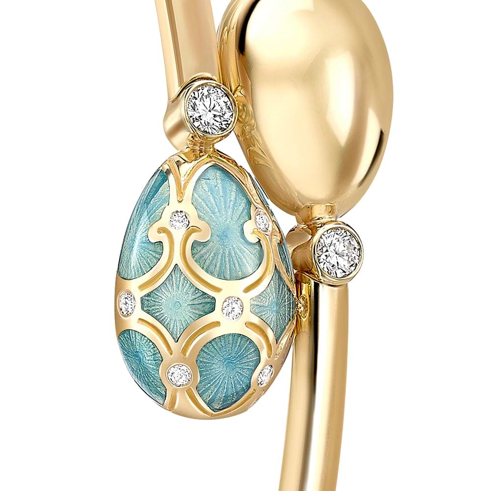 Yellow Gold, Diamond & Turquoise Enamel Crossover Bracelet | Fabergé 2