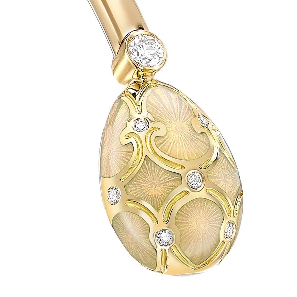 Yellow Gold, Diamond & White Enamel Open Bracelet | Fabergé 2
